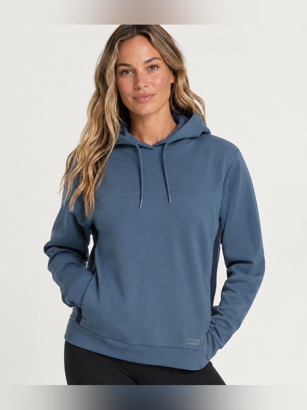 Peloton Satin Paneled Pullover Hoodie Sweatshirt Blue Women’s Medium M